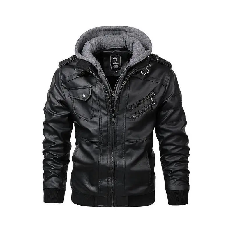 European And American Style Autumn Winter Faux Leather Jacket Men's Resistant to Deformation Five Sleeve Long Other Material
