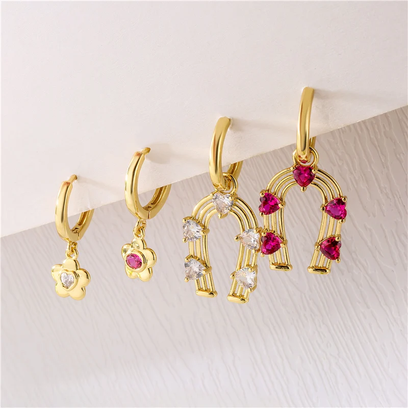 HECHENG, Sweet Earrings Jewelry for Women, Fashion Casual Flower Heart  Circle Geometry Piercing Earrings Wholesale