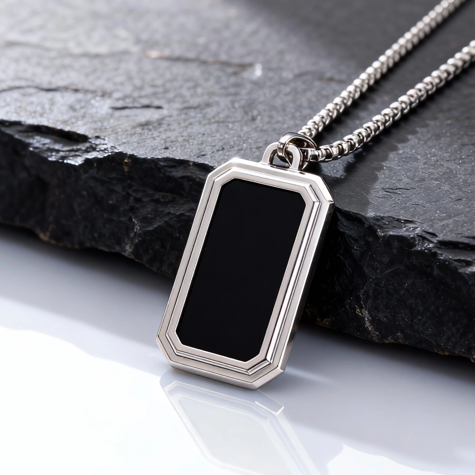 Wasserdichte Dogtag-Halskette für Männer und Jungen, stilvolle Edelstahl-Anhänger-Halskette, Geburtstags-Vater-Geschenk – Detail 2