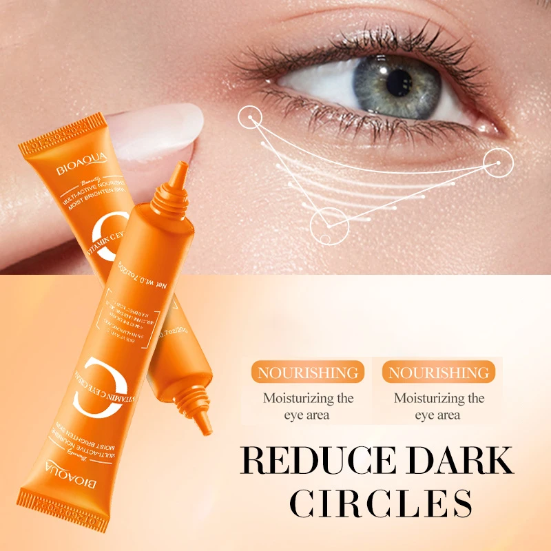 BIOAQUA Vitamin C Eye Cream Moisturizing Anti Dark Circles Remove Eye Bags Anti-puffiness Firming Hydrating Eyes Skin Care