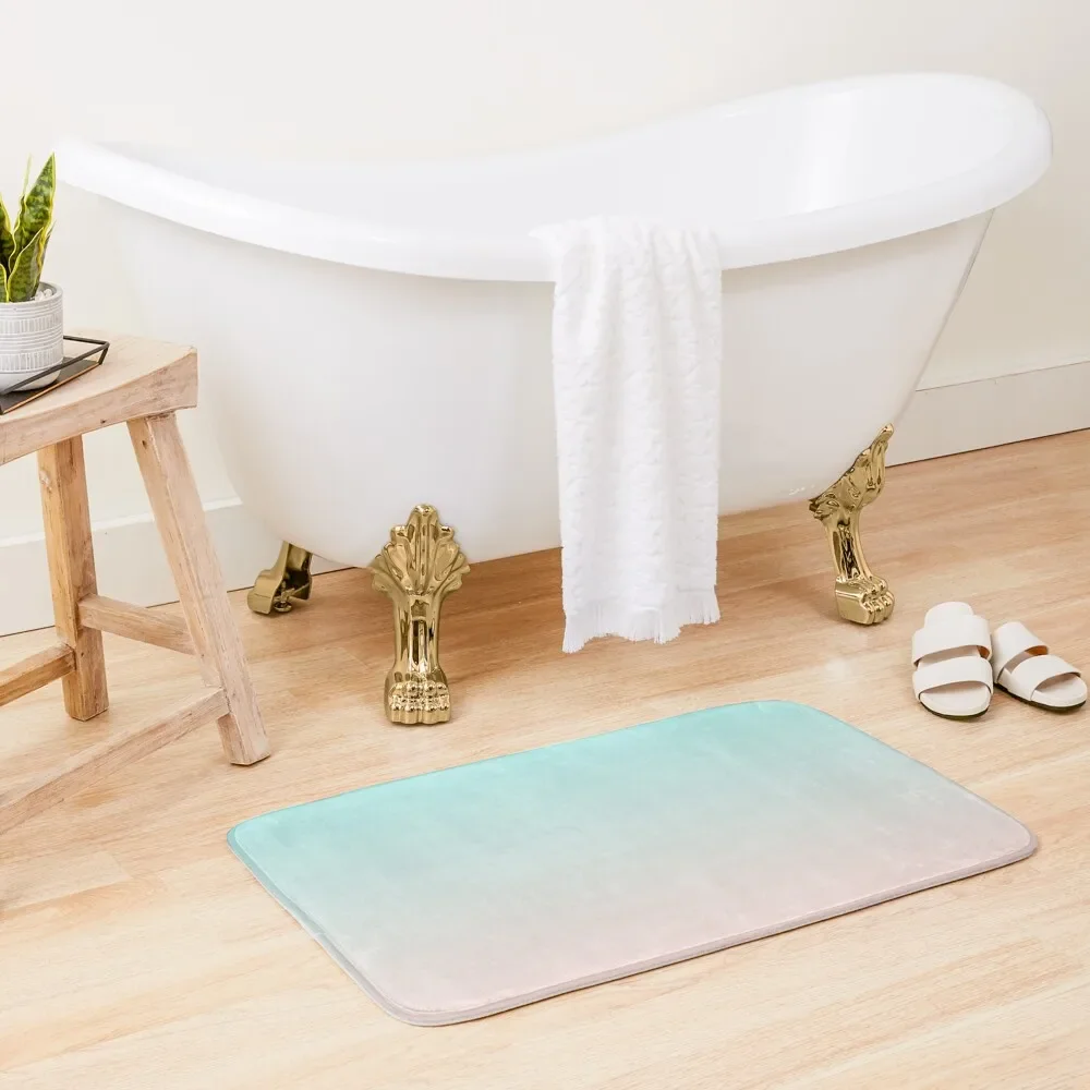 Dreamy Mint to Muted Coral Pastel Ombre Bath Mat Mats In The Bathroom Bathroom Floors DoorEntrance Door Mat