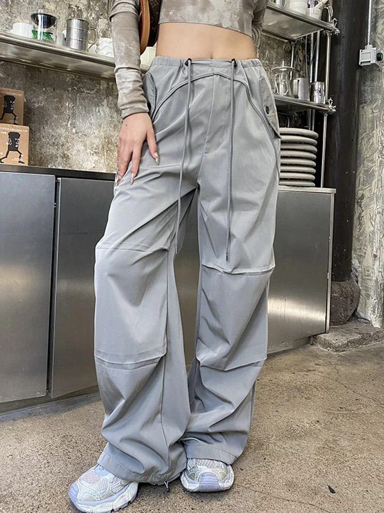 

Женская уличная одежда Y2k Брюки-карго Винтажные американские брюки с высокой талией Свободные повседневные брюки Bf Harajuku Винтажные десантники