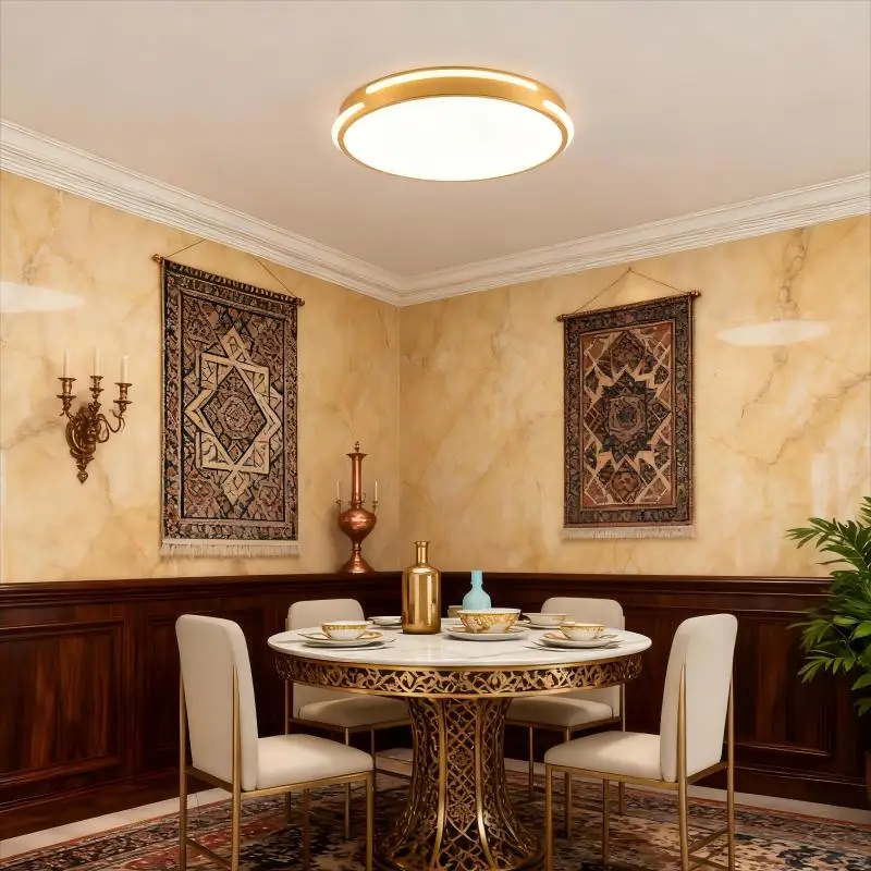 Led جميع أضواء السقف النحاسية CCT الشمال الفاخرة Led مصابيح السقف غرفة المعيشة غرفة نوم فيلا تركيبات الإضاءة لامعة الإبداعية