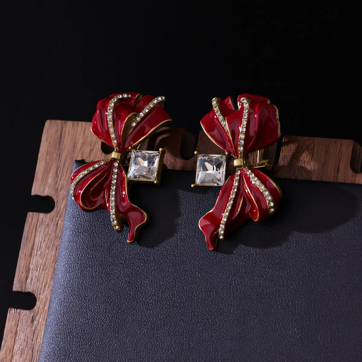 

Винтажные серьги с бантом и кристаллами | Австрийские висячие капли со стразами, сверкающие украшения в античном стиле для женщин