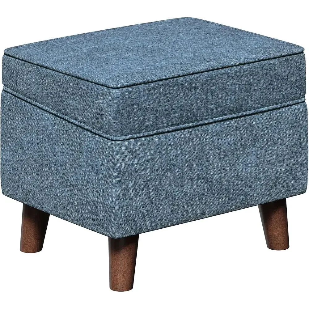 Adjustable Cover Ottoman with Storage, Multi-Use Stool for Dorm, Living Room, Bedroom in Blue