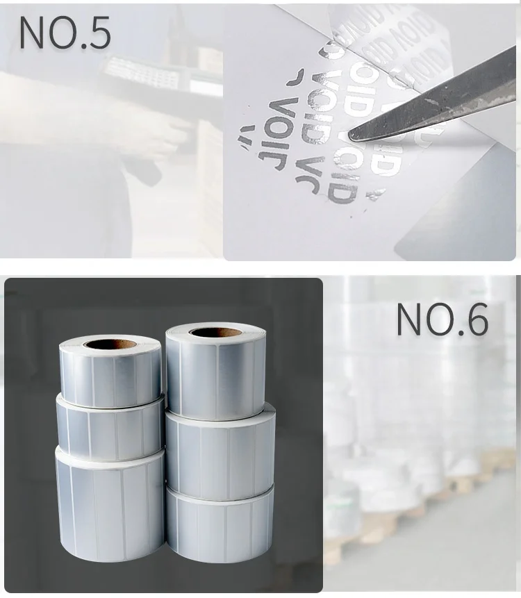 VOID Anti-counterfeiting Label Sticker Anti-tear Tamper-proof Silver Self-adhesive Printing Label Paper Need Ribbon
