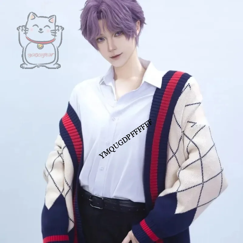

Anime Lafayette played a perfect character with an asymmetrical romantic collar sweater knitted cardigan shirt Halloween part