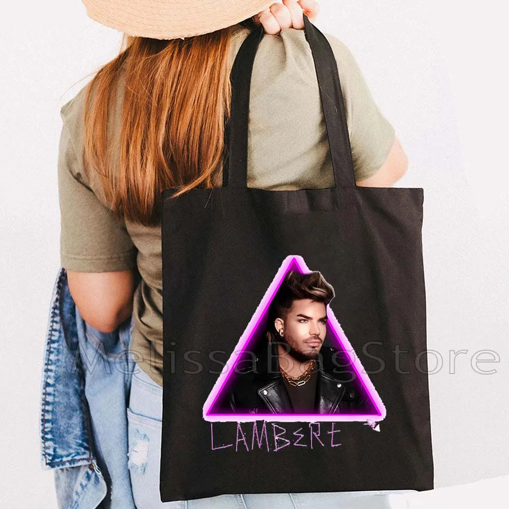 Adam Lambert Singer Poster Fan Cute Gifts Women Girls Shoulder Canvas Tote Bag Shopper Shopping Reusable Cotton Foldable Handbag
