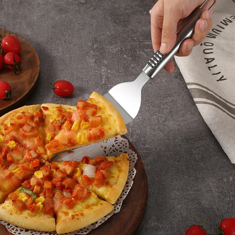 Household stainless steel transfer pizza spatula round single wheel cake knife kitchen baking tool cake spatula two piece set