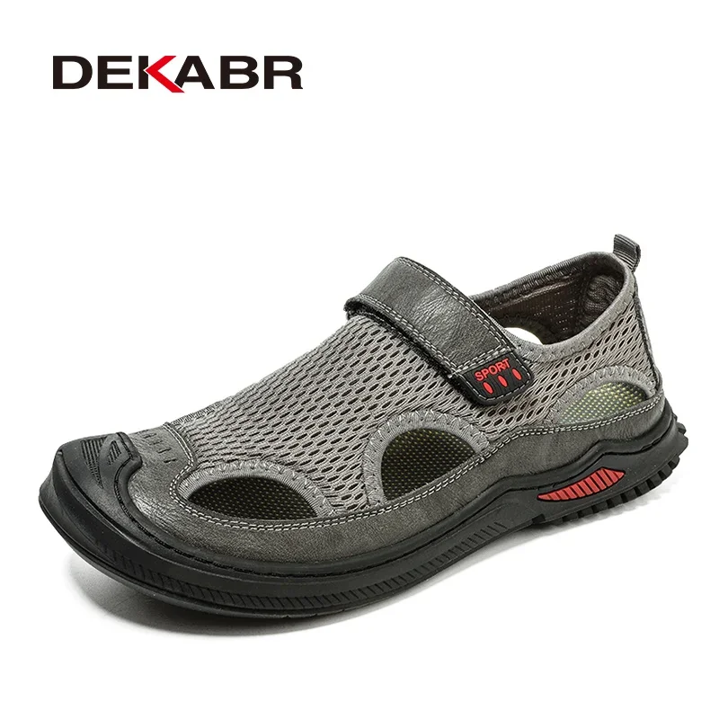 DEKABR New Men Sandals Summer Beach Sandals Fashion Outdoor Casual Lightweight Luxury Cow Leather Sandals Size 38-46