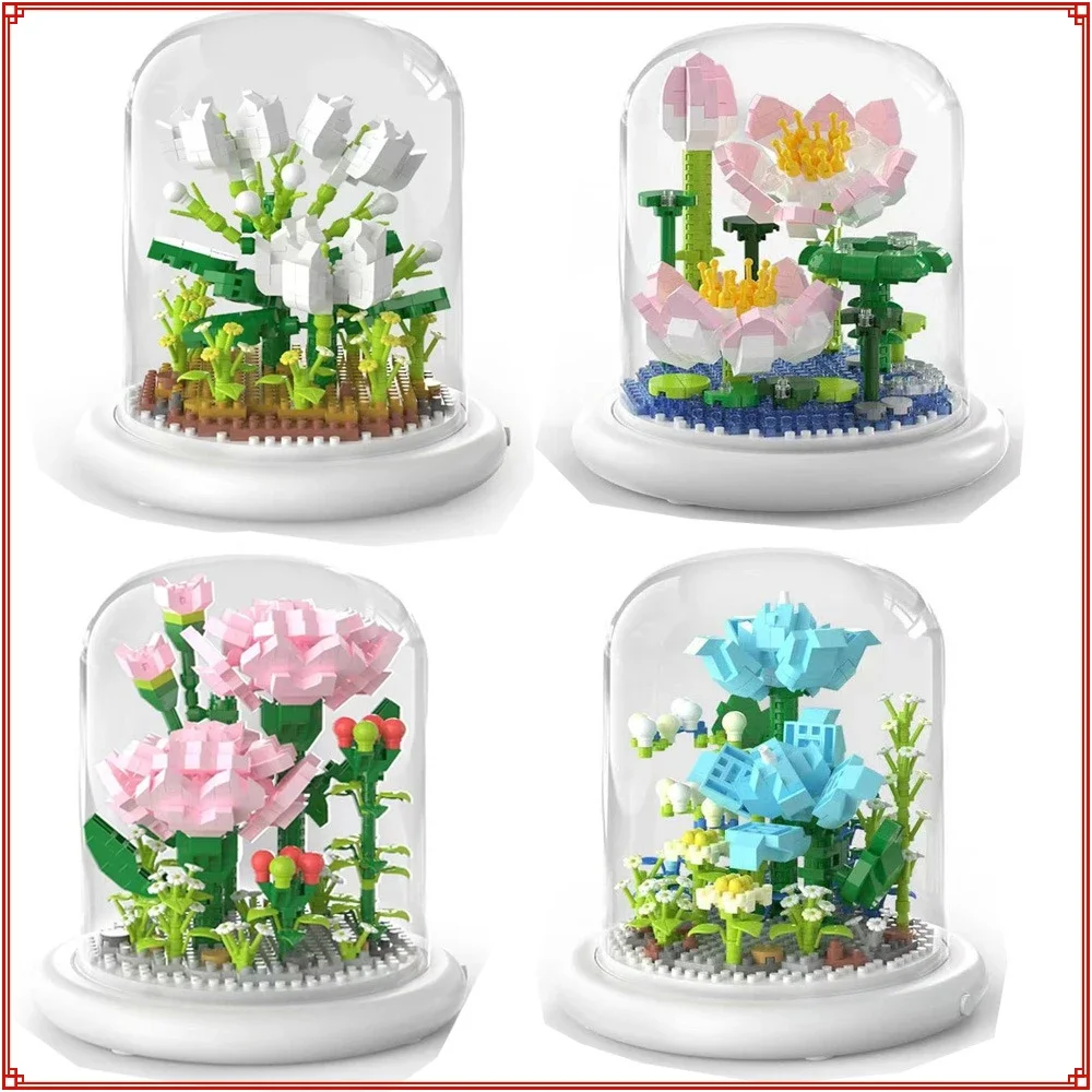 

Simulated Sunflower Jasmine Assembly Building Blocks Kids Puzzle Model Toy Desktop Decorative Ornaments Valentine's Day Gifts