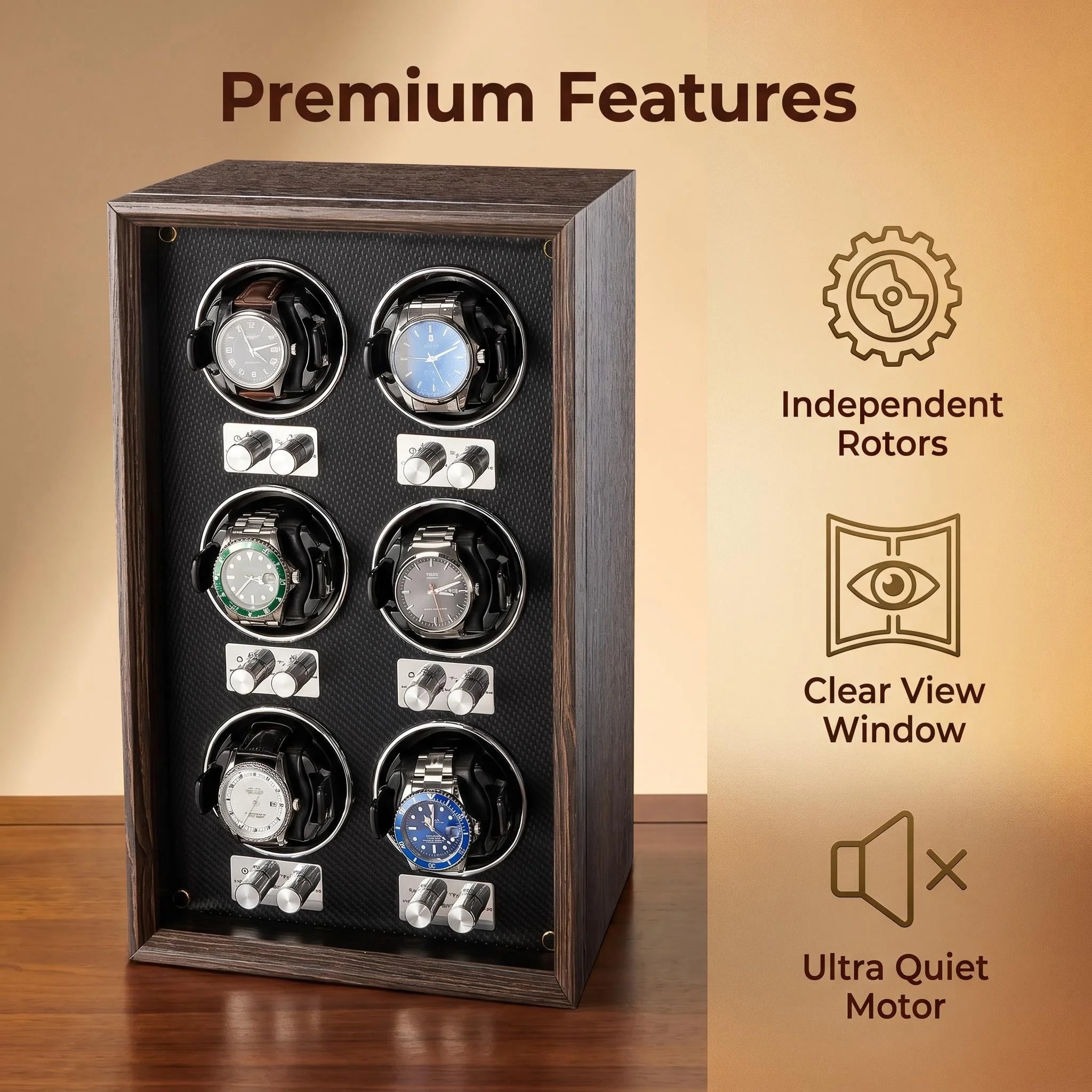 Virtorix 6 Slots Wooden Watch - Luxury Watch Winder Box ulasan dan harga