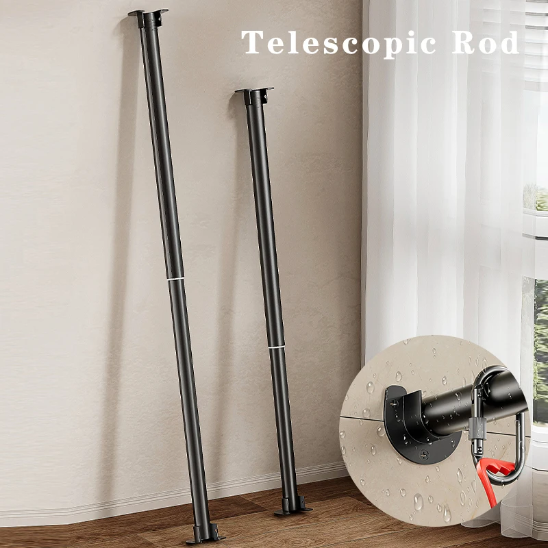 Useful Extendable Stainless Steel Wardrobe Clothes Rod Adjustable Closet Rail Pole Curtain Telescopic Hanging Rod