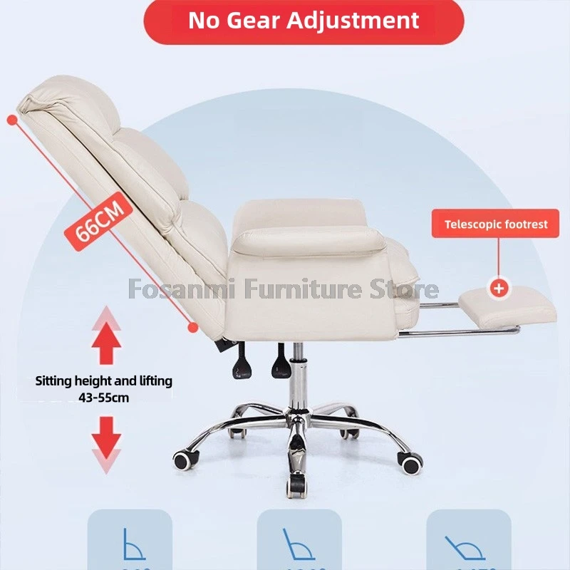 كرسي مكتب بمسند ظهر سميك، كرسي كمبيوتر منزلي مريح مع مساند للذراعين، كراسي جلدية قابلة للتعديل بعجلات
