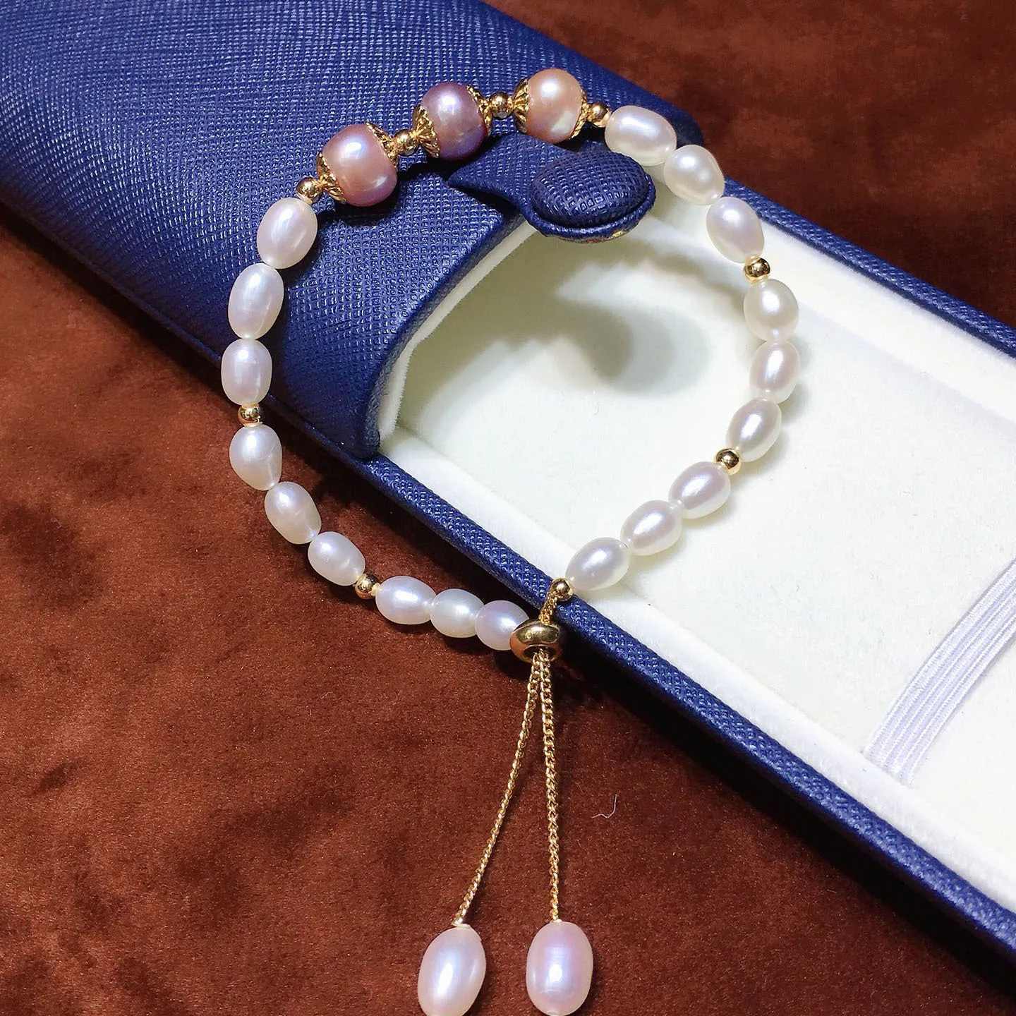 Freshwater pearl bracelet women's Korean version 5-8m pull-out model niche design sense fashionable, simple and versatile