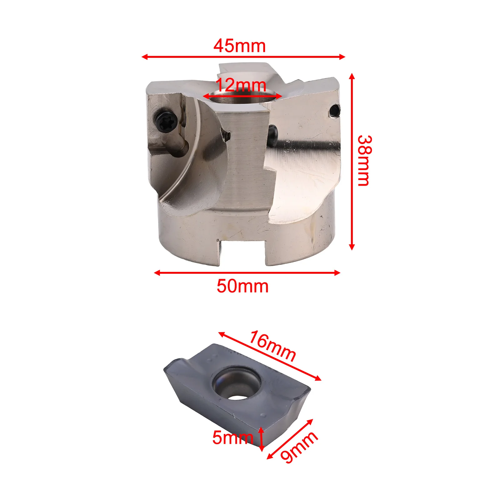 For Rough Processing Indexable Face End Mill For Heavy-duty CNC Milling 16*9*5mm Insert Size 5 Slot Design High Rotation Rate