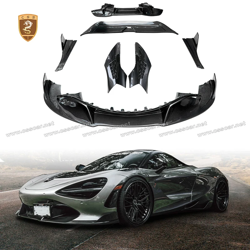 CSSCAR New For Mclaren 720s Spider Coupe Vors Style Car Bumper Lip Carbon Fiber Side Skirts Fenders Rear Diffuser Spoiler Wing