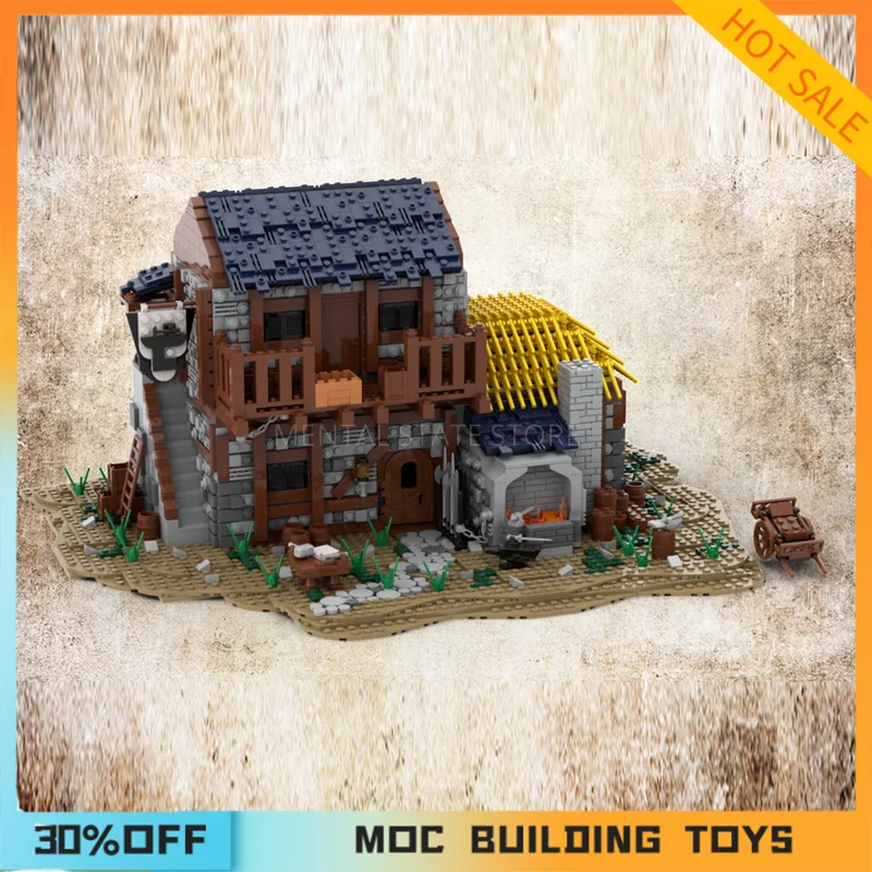 맞춤형 MOC The Blacksmith House 거리 풍경 모델 빌딩 블록, 기술 벽돌, DIY 창의적인 조립 장난감 선물, 4190PCs