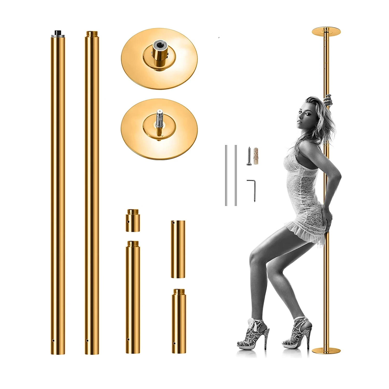 

50mm Steel Dance Pole Training Kit 360 Spin Removable Stripper Easy Install Adjustable Features Fitness OEM Customization