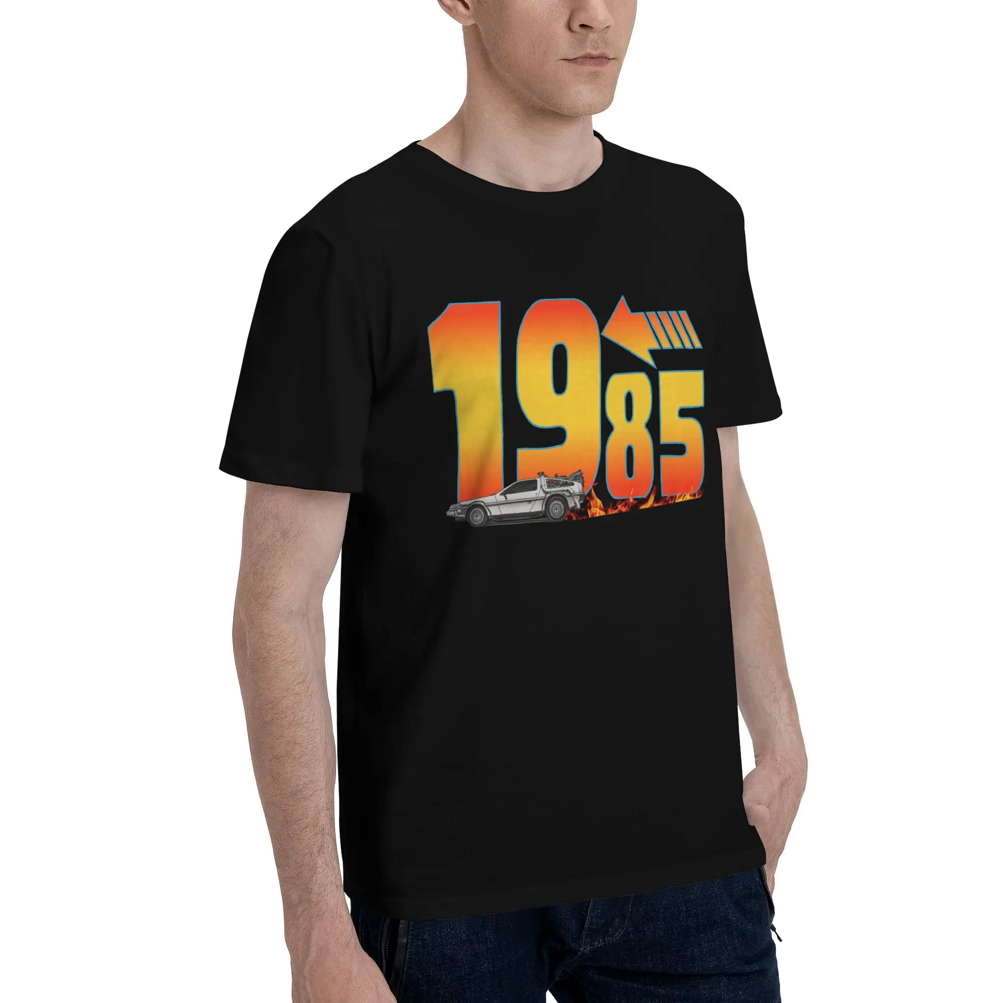 العودة إلى المستقبل فيلم 1985 تي شيرت الرجال الجرافيك تي شيرت قصير الأكمام Outaime التي شيرت 100% القطن المحملة ملابس علوية