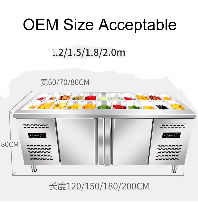 Professional Refrigerator Process Salad Bar Counter Fridge Beverage Commercial Under Counter Refrigerator