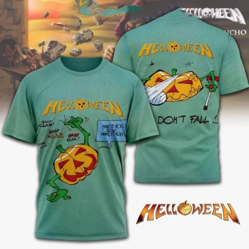 New Top Metal Rock Band Helloween and Hip Hop Academy 3D Printed Neutral T-shirt Shirt Street Retro American Short Sleeve Top