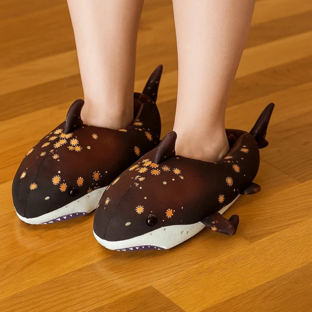 الكائنات البحرية إيفا الحوت القرش النعال لينة الإبداعية الحوت نعال قماش عدم الانزلاق دافئ الشتاء رقيق الشرائح داخلي #3