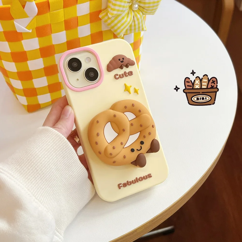 Lindo dulce fabuloso Donut galletas pan Mousse pastel caso para iPhone 17 16 15 14 13 12 Pro Max cubierta suave con soporte