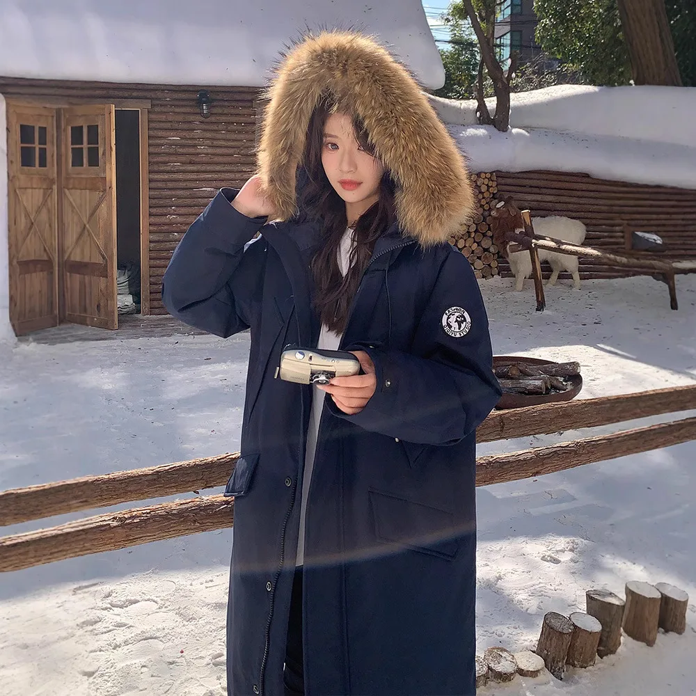 2025 겨울 신상품 스톰트루퍼 코트 면 재킷 루즈 다운 코튼 재킷 롱 크로스 니 빅 울 칼라 코튼 파이 오버컴스 우