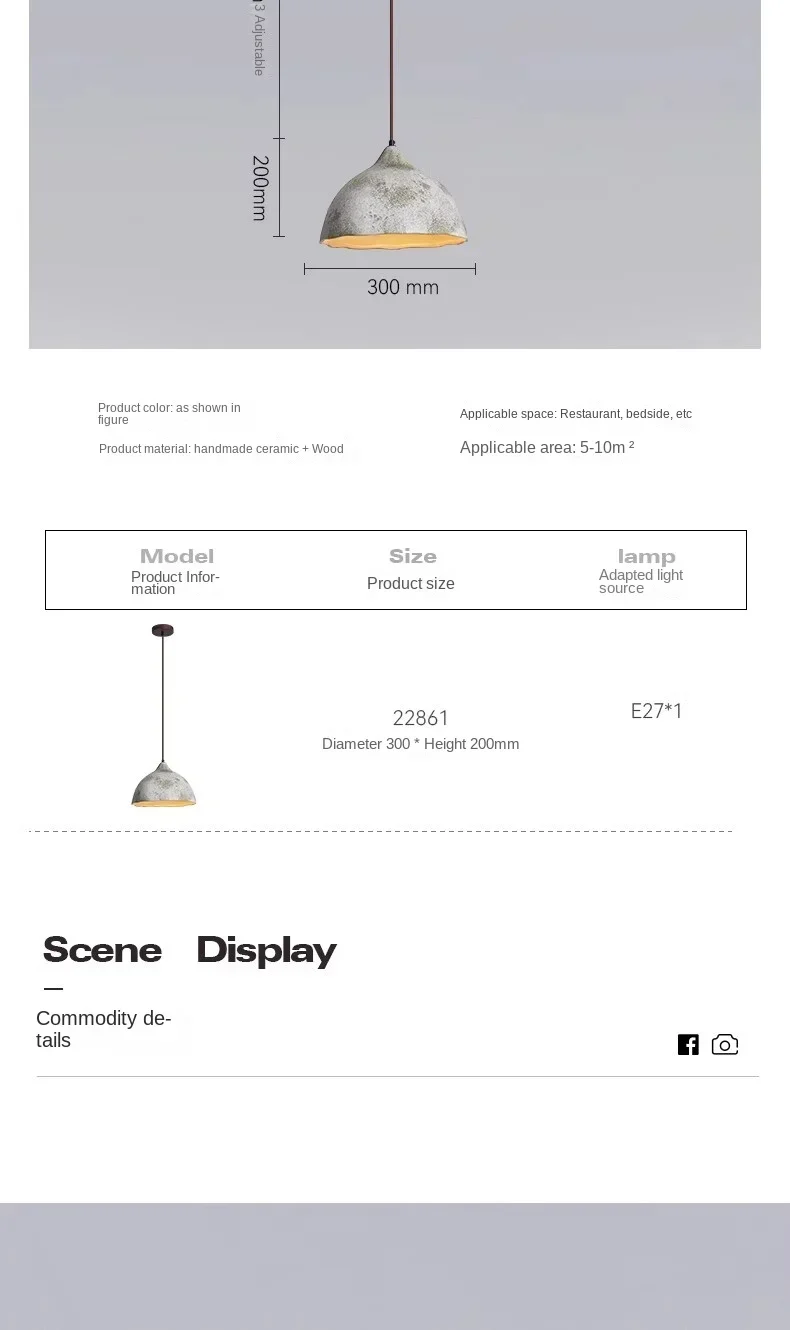 Classical Ceramic Pendant Light Coffee Shop Light Shop Lighting Tea Room Bar Table Lamp Retro LED Wooden Small Chandelier