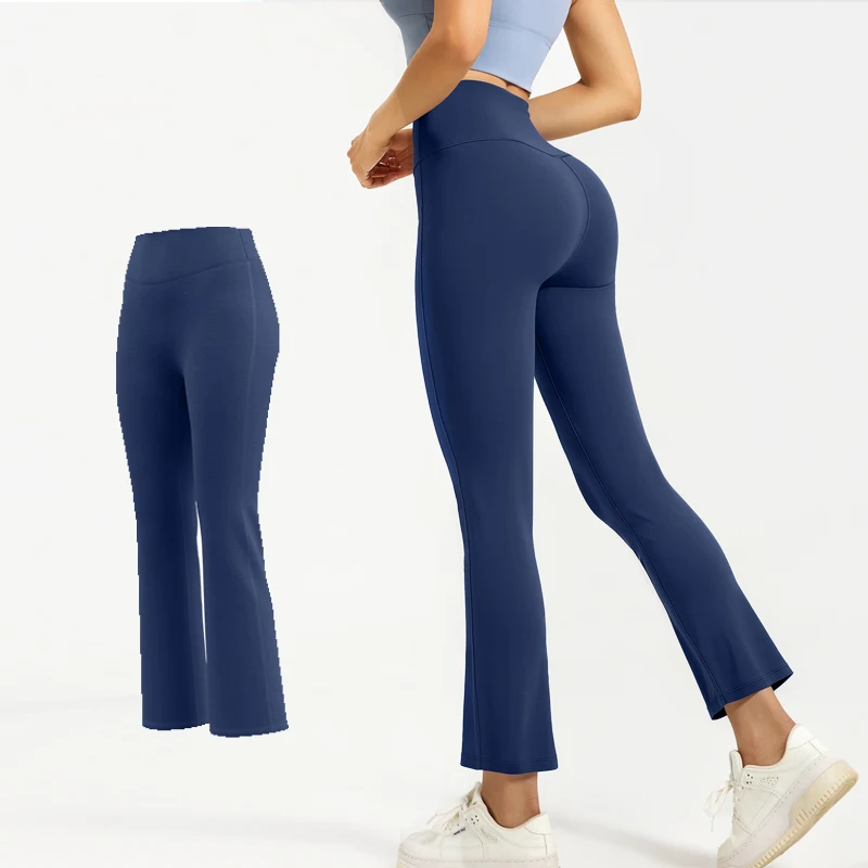 2026 New Women's Sports Yoga Pants High Waist 9-point Pants Casual Wide Leg Pants Quick-drying Leggings Flared Tight Pants Hip