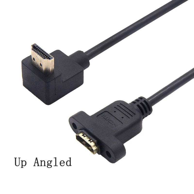 90 270 Degree HDMI-compatible A 1.4 19pin Male To HD A Type Female Extension Cable With Screw Hole Can Lock Panel Mount Cable