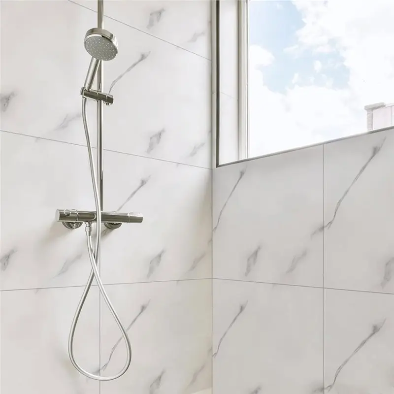 36pcs Peel & Stick Waterproof Shower Wall Tiles 12x12in White Faux Tile – Includes Ruler, Cutting Tool & Scrapers