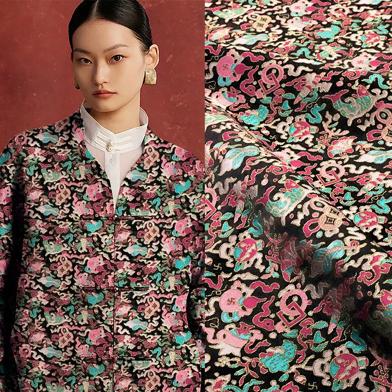 

Пять благоприятных сокровищ, песня, парча, жаккардовая ткань, роскошная китайская блузка, жилет, традиционный костюм, текстиль от кутюр