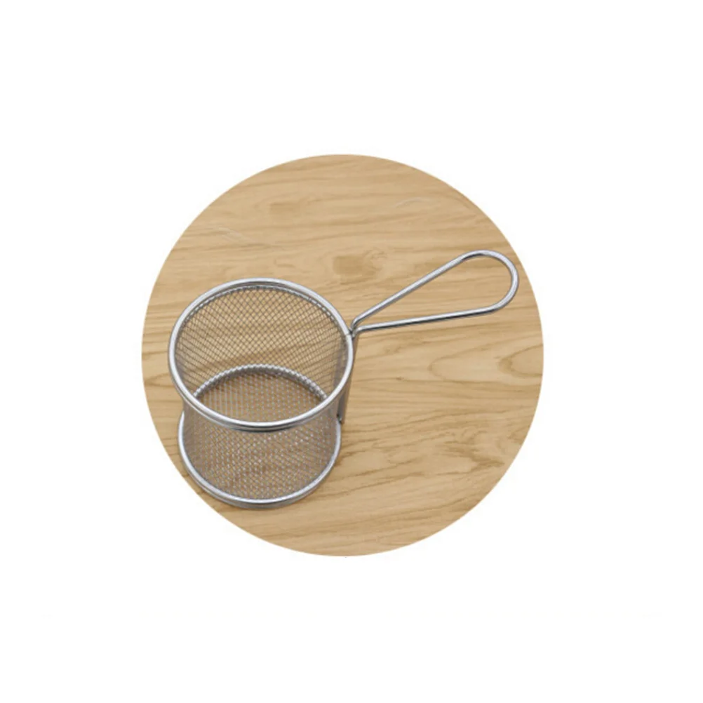 

Stainless Steel Frying Basket Round Mesh Bottom Oil Strainer Food Colander Cooking Tool for Home Cafe Restaurants