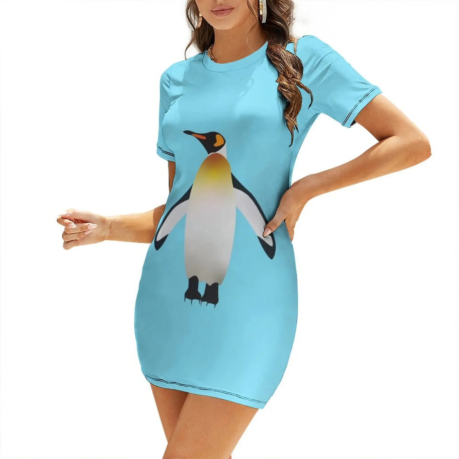 

penguin stickers, by DAM Creative, Short Sleeved Dress dresses summer woman 2025 women's elegant loose dresses