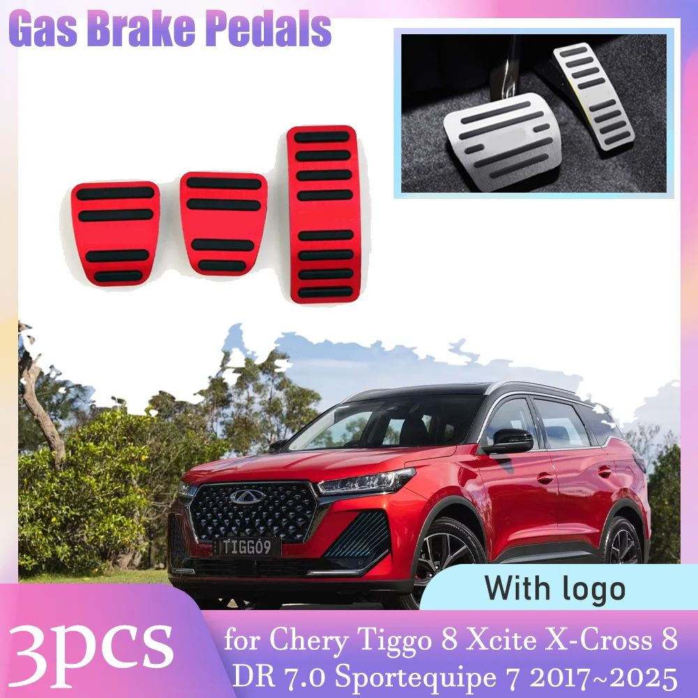 

Gas Brake Pedals for Chery Tiggo 8 Xcite X-Cross 8 DR 7.0 Sportequipe 7 2017~2025 Rubber Anti-Slip Footrest Cover Accessories