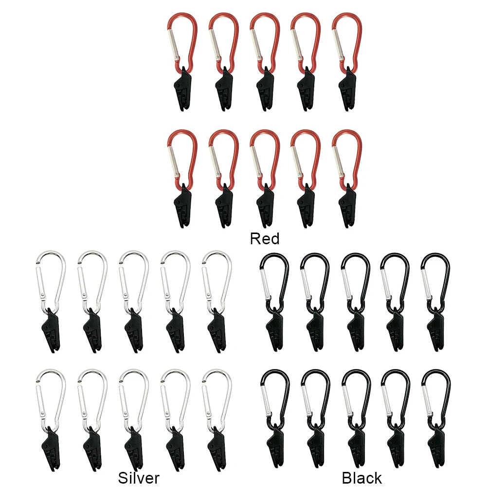 10Pcs Camping Tarp Clips with Carabiner Hanging Hooks Fixing Tarp Clamps Tent Securing Clip for Outdoor Grill Camping