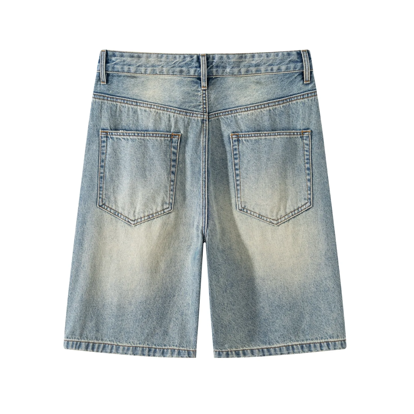 Men's summer denim shorts classic brand clothing American retro distressed straight loose denim shorts ripped cotton hole shorts