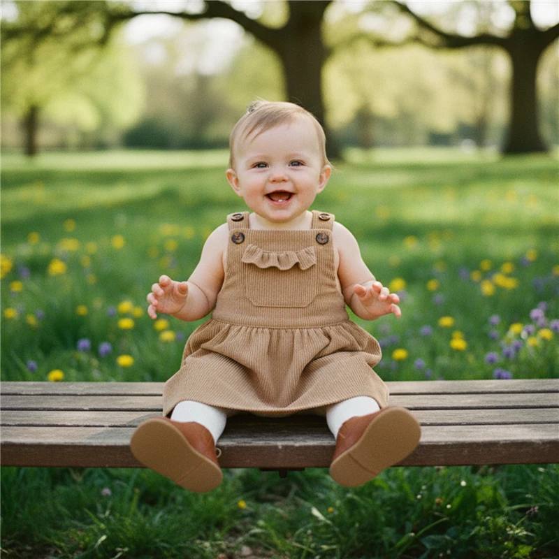 Summer Toddler Infant Baby Girl Corduroy Overalls Dress Casual Solid Square Neck Sleeveless Dresses for Princess Girls