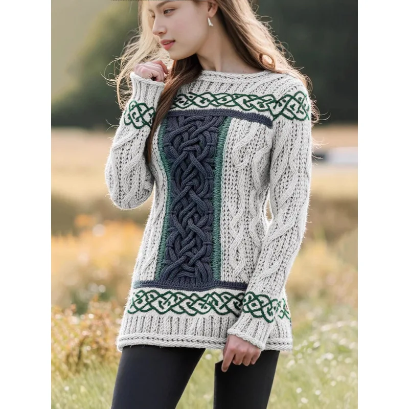 

2025 New Autumn and Winter 3D Digital Print Crew Neck Sweater Knitwear