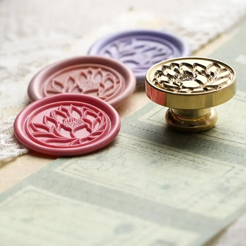 Antique Seal Stamp Flower Embossed Wax Seal Stamp Metal Seal Stamp Head for Seal Letter Envelope Card Wedding Invitation F19E