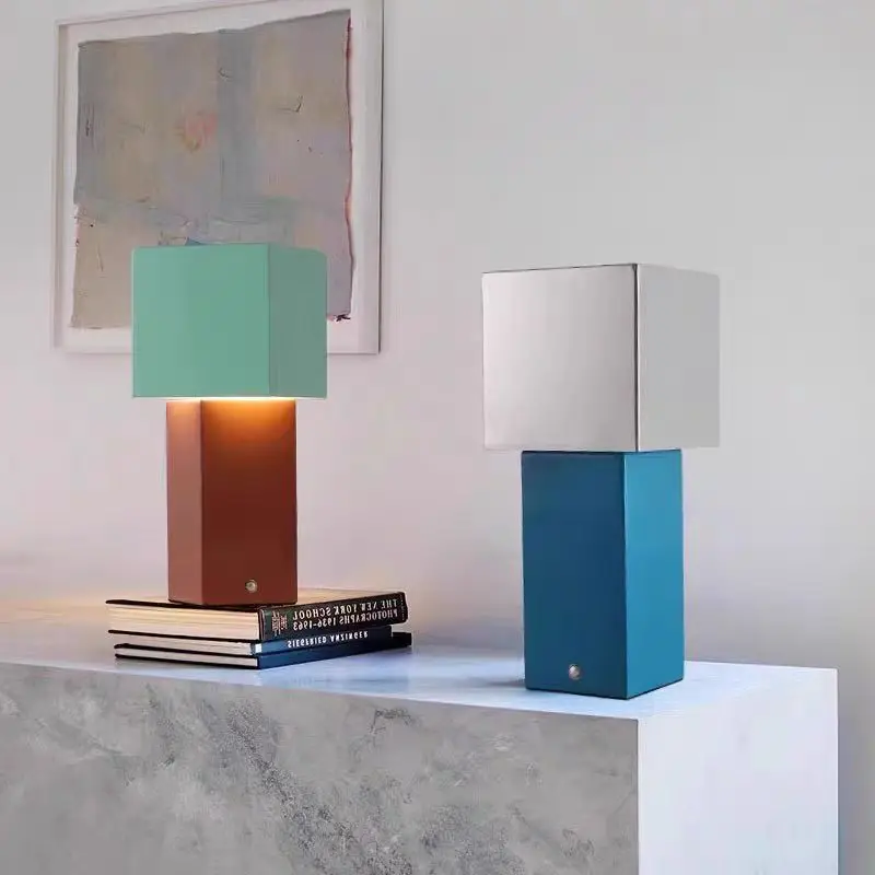 Denmark Autumn New Rechargeable Desk Lamp Cream Style Portable and Exquisite High Beauty Bedroom Geometric Dimming Floor Lamp