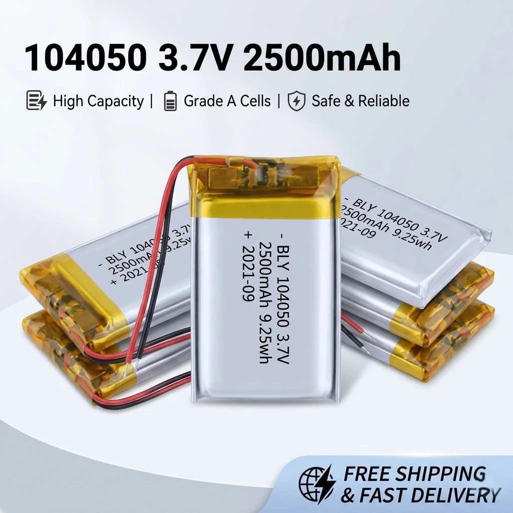 

104050 3.7V 2500mAh True Capacity Rechargeable Li-Po Battery 10PCS Lithium Polymer Cell for Camera GPS Power Bank POS Machine
