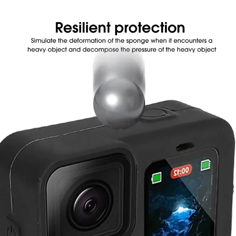 For GoPro Hero 12 11 10 9 Protective Kit Tempered Glass Flim Screen Protector Anti Drop Silicone Camera Case Cover with Rope