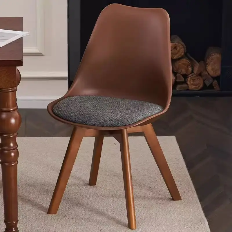 Solid Wood Upholstered Dining Chair,Fabric Padded Seat with Backrest,Cross Frame Structure Kitchen Seat,Modern Home ComfortChair