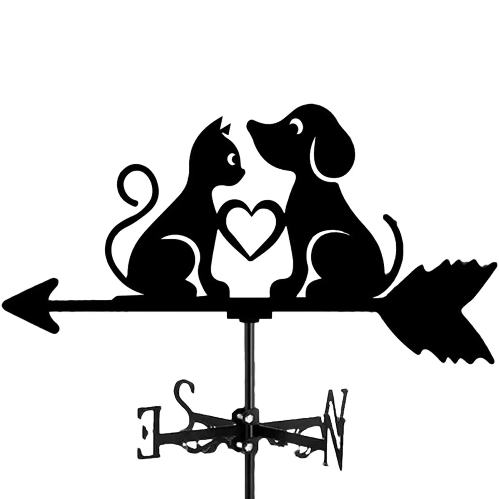 Wind Direction Indicator Pet Lover Gift Garden Weathervane Metal Wind Vane Dog Cat Silhouette for Farmhouse Shed Farm Barn Fence