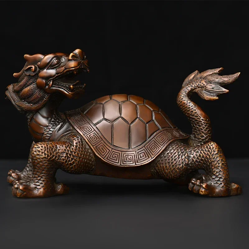 Copper Animal Dragon Turtle Ornament Blessed Looking Back Head Turtle Home Decor