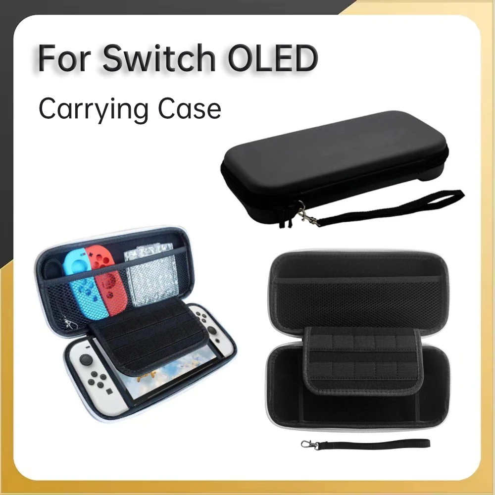 Portable Storage Bag with 10 Game Card Slots EVA Hard Shell Carrying Case for Nintendo Switch OLED Gaming Console & Accessories