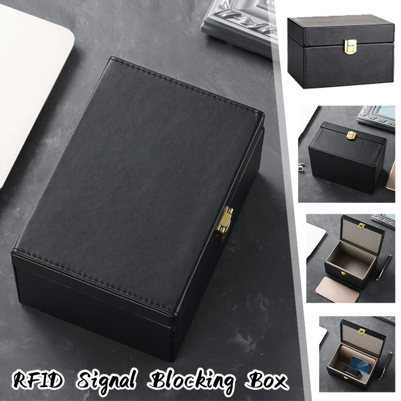 

RFID Faraday Box Anti Theft Protector Shielding Cell Phone Car Keyless Signal Blocker Box Antimagnetic PU Storage Box Security